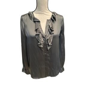 Women’s Jose 100% Silk Ruffled Office Wear Top. Size Medium